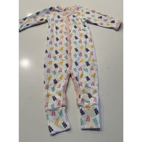 Monica & Andy Baby Size 0-3 Months Pajama Outfit Organic Cotton Gummy Bear Print - Picture 2 of 8